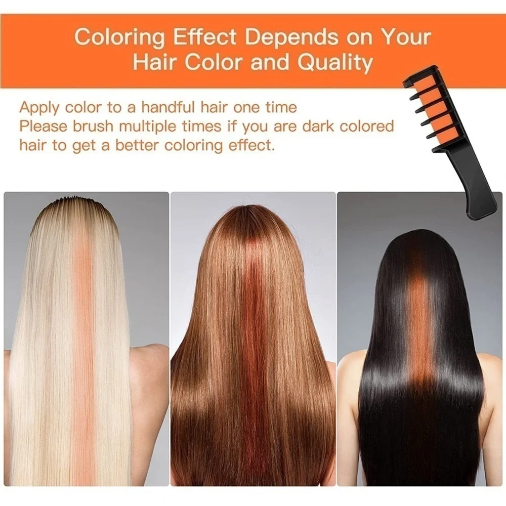 Orange Temporary Hair Chalk Comb, 6 Color Washable Hair Chalk Set Cosplay